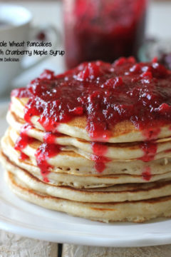 Whole Wheat Pancakes with Cranberry Maple Syrup